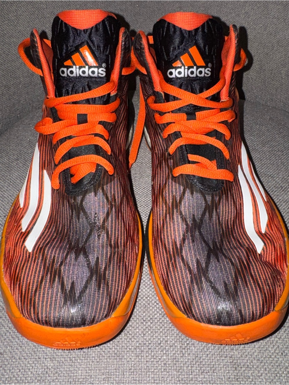 adidas Kids Orange & Black High-Top Sneakers with White Stripes